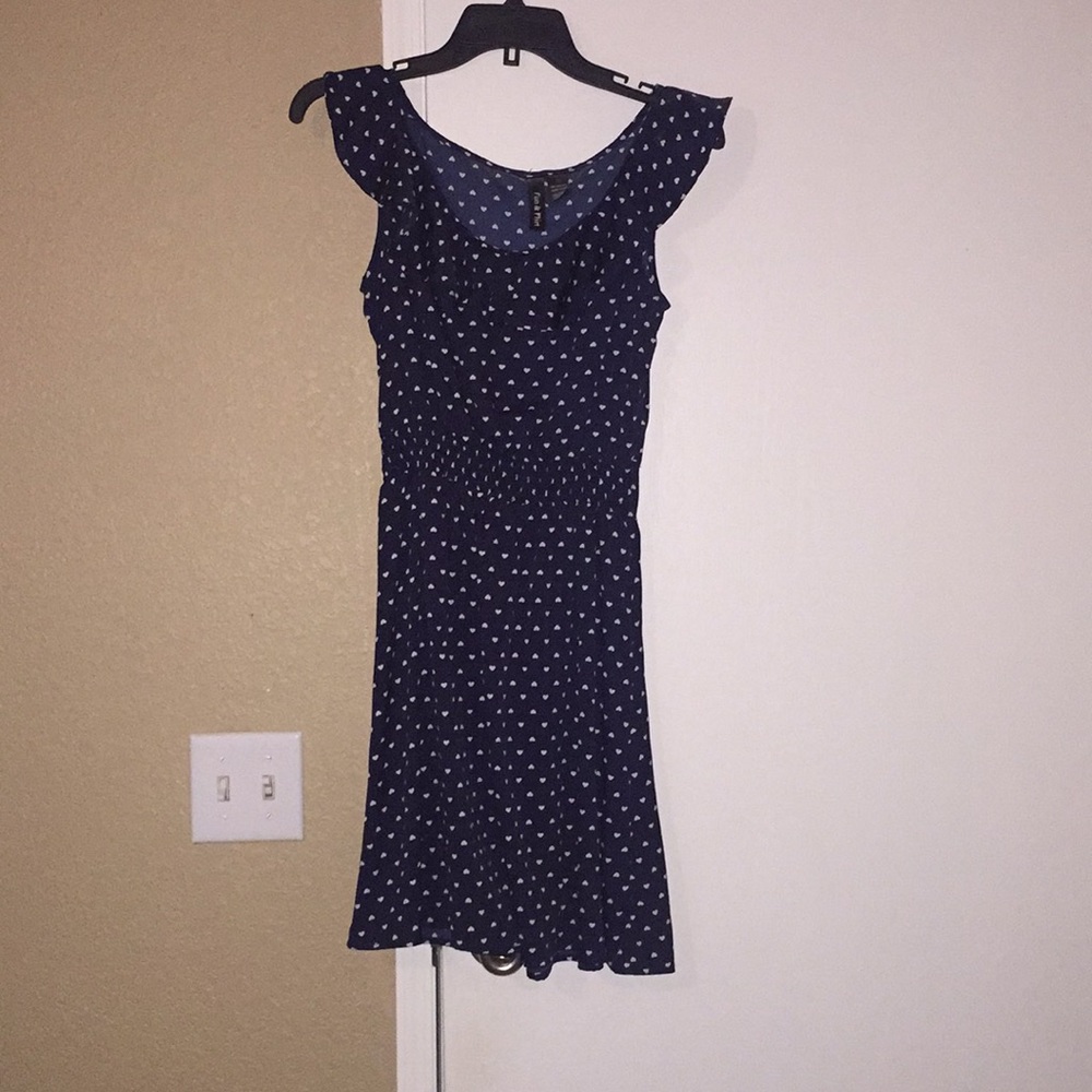 Cute ruffle heart dress in Navy blue